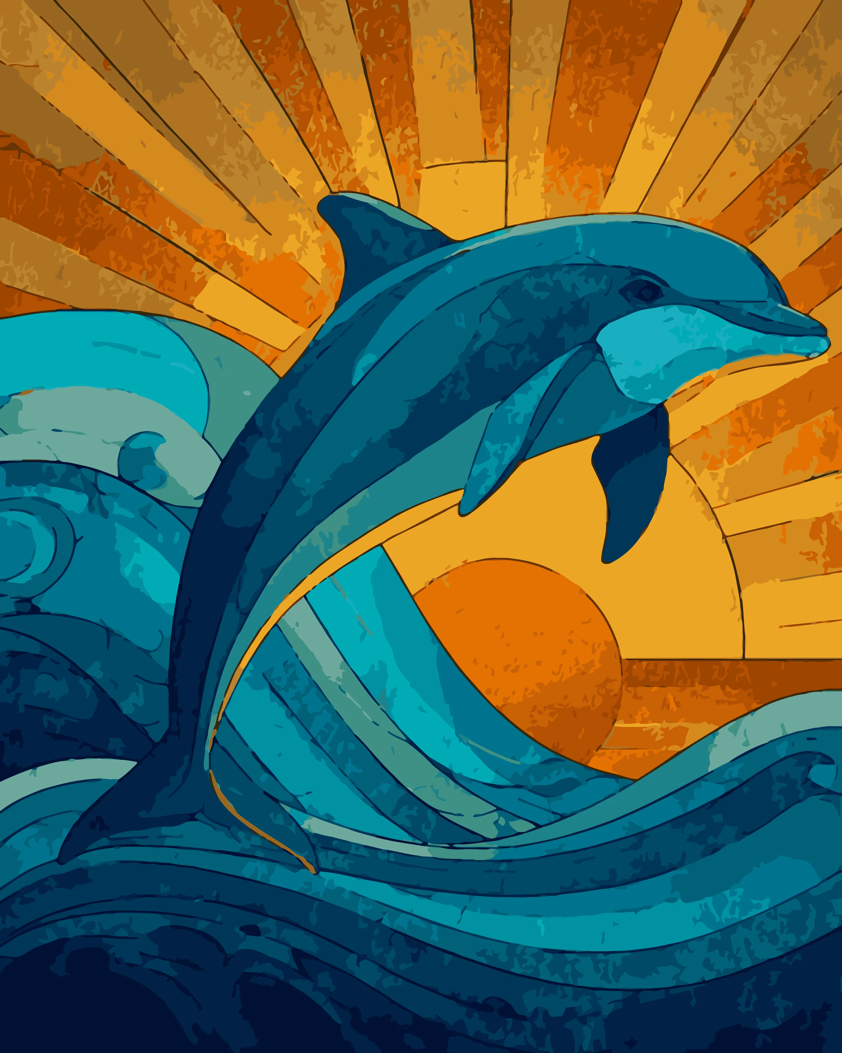 Glass Sunset Dolphin - Image 3