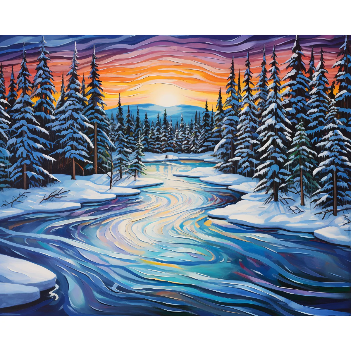 Lake Amidst Snowy Forest - Image 2