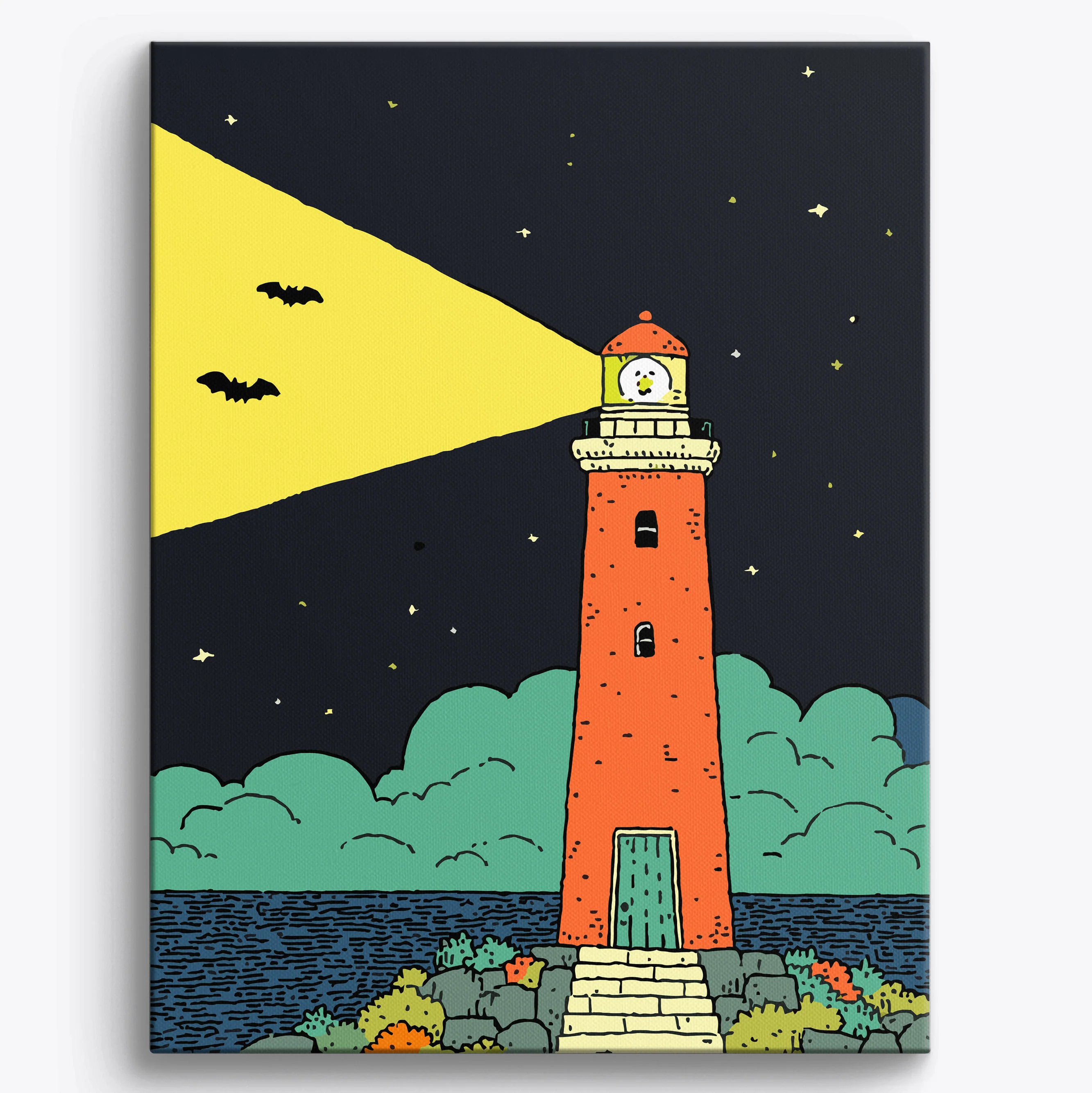 Moonlit Lighthouse Scene