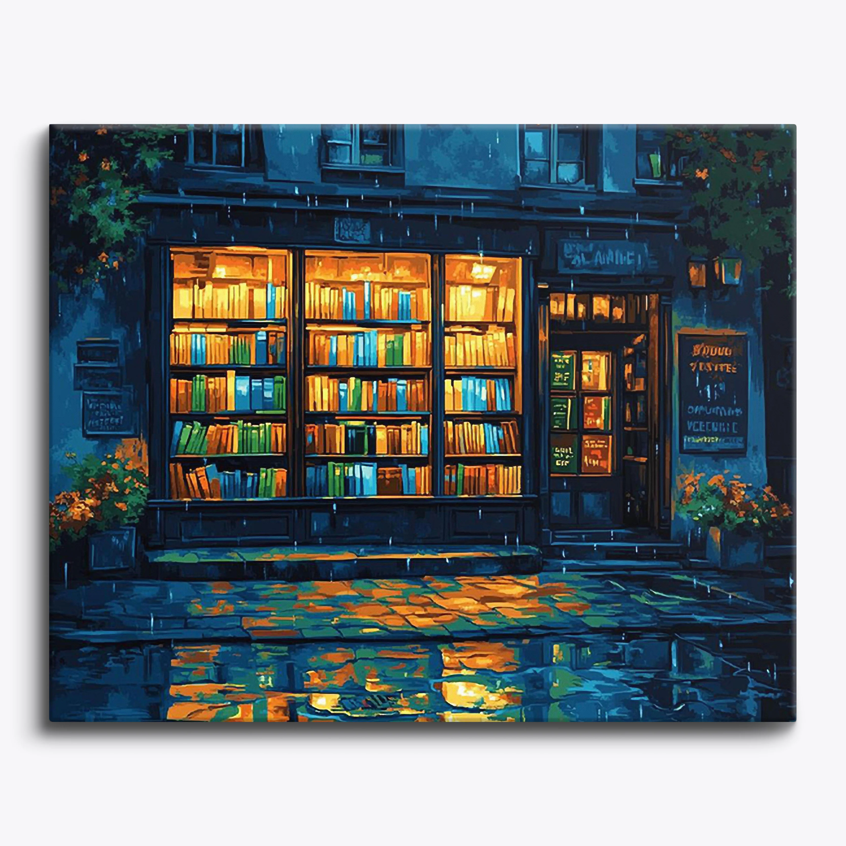 Rainy Bookstore Glow