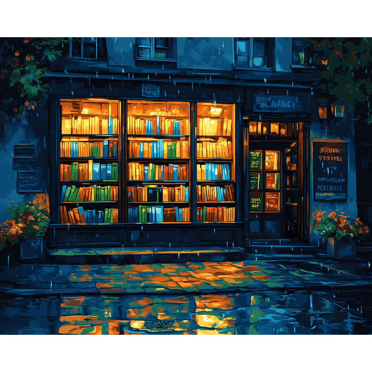 Rainy Bookstore Glow - Image 2