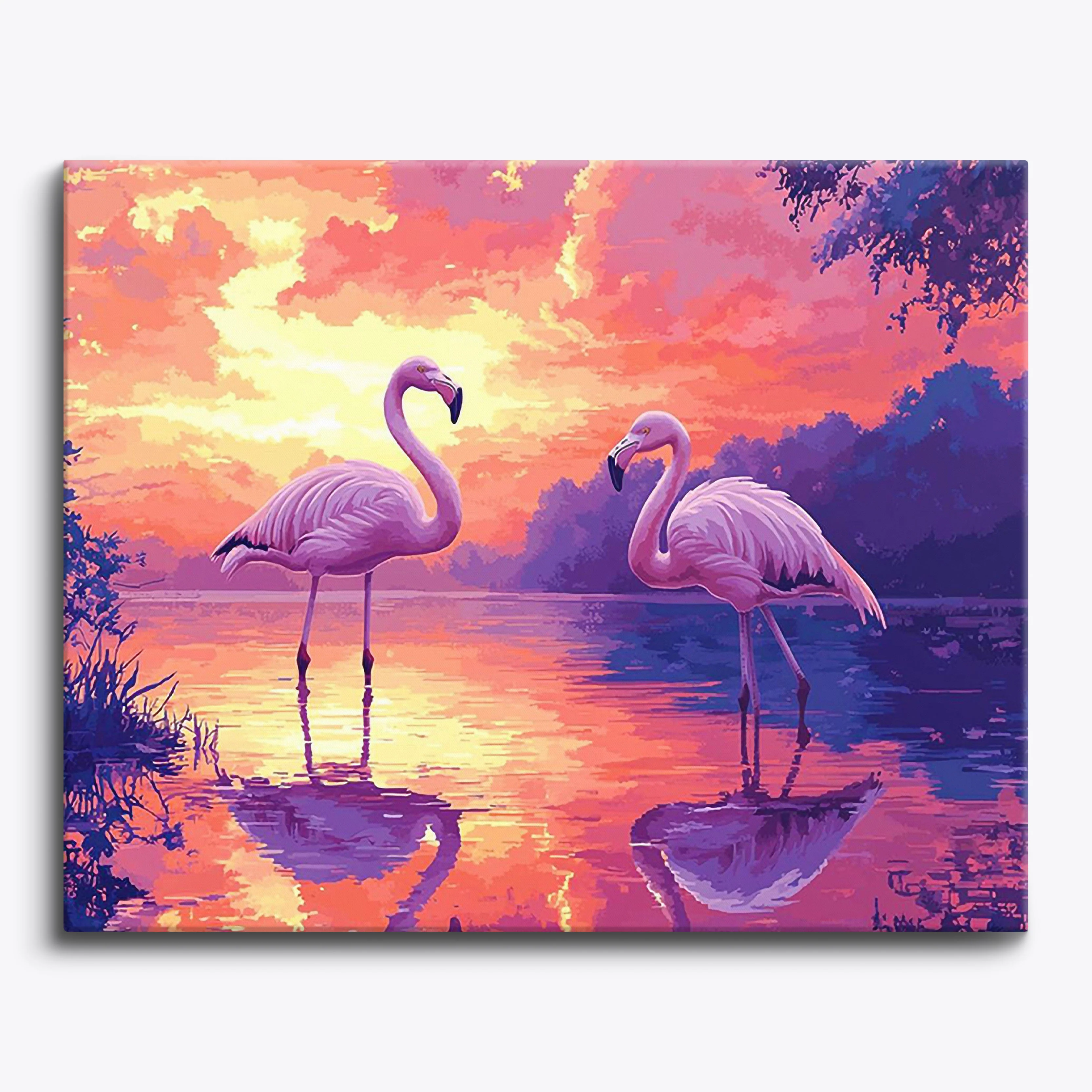 Sunset Flamingos