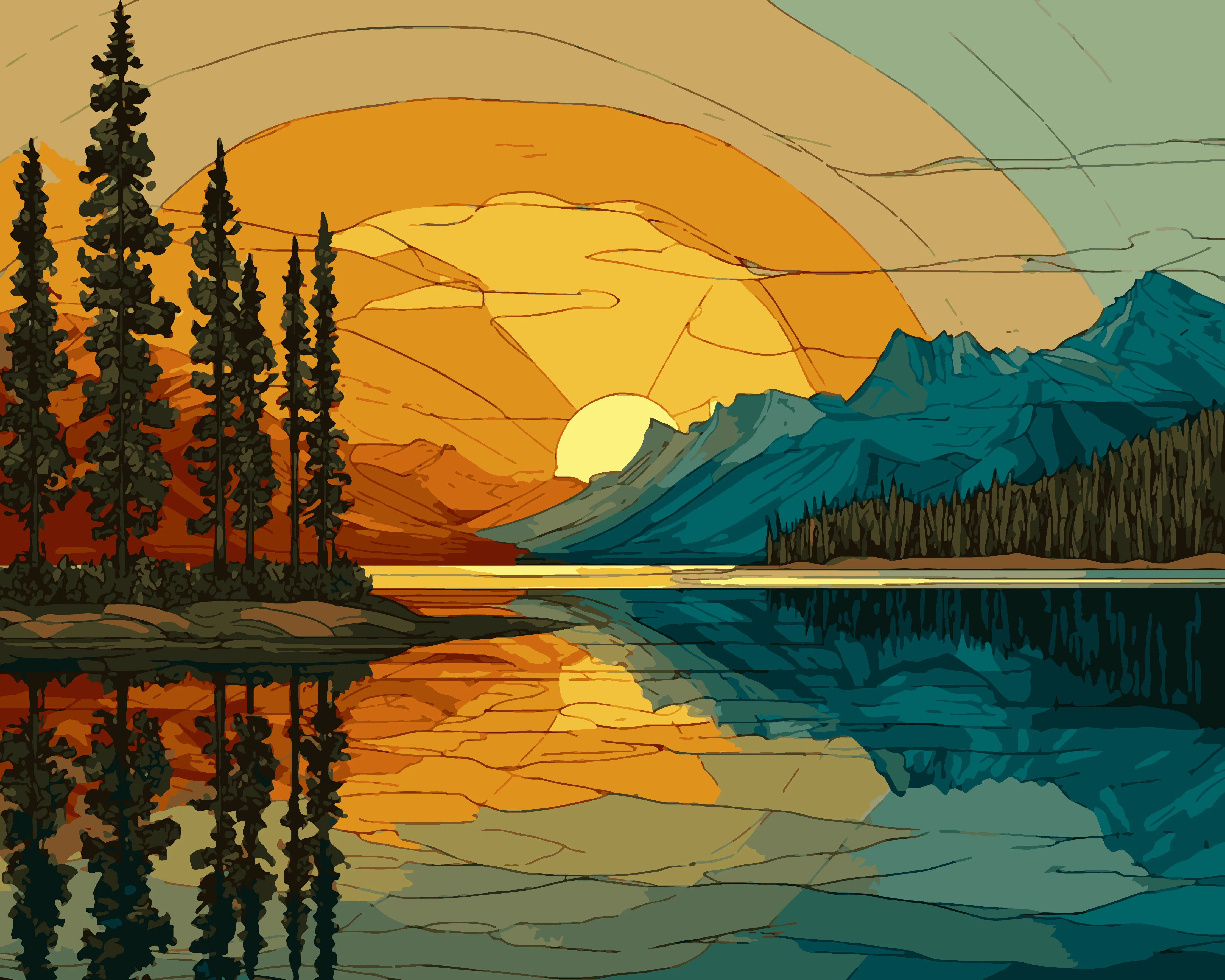Stained Glass Sunset - Image 3
